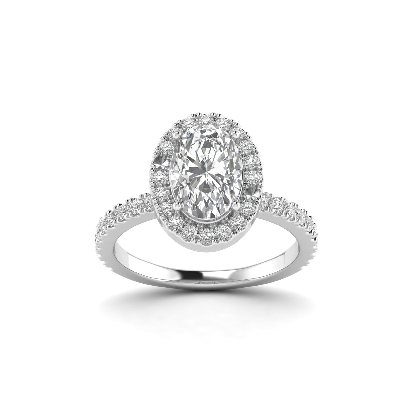 White Gold Studded 1.71 Carat Lab Grown Diamond Ring-F Color VS2 Clarity.